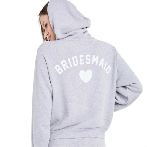 🔥WILDFOX🔥COUTURE BRIDESMAID REGAN ZIP HOODIE GRAY MED/LARGE NWT - Picture 3 of 6